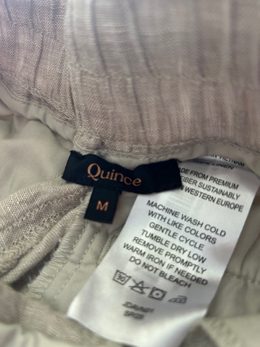 Quince Linen Drawstring Pants in Light Beige - Picture 2 of 5